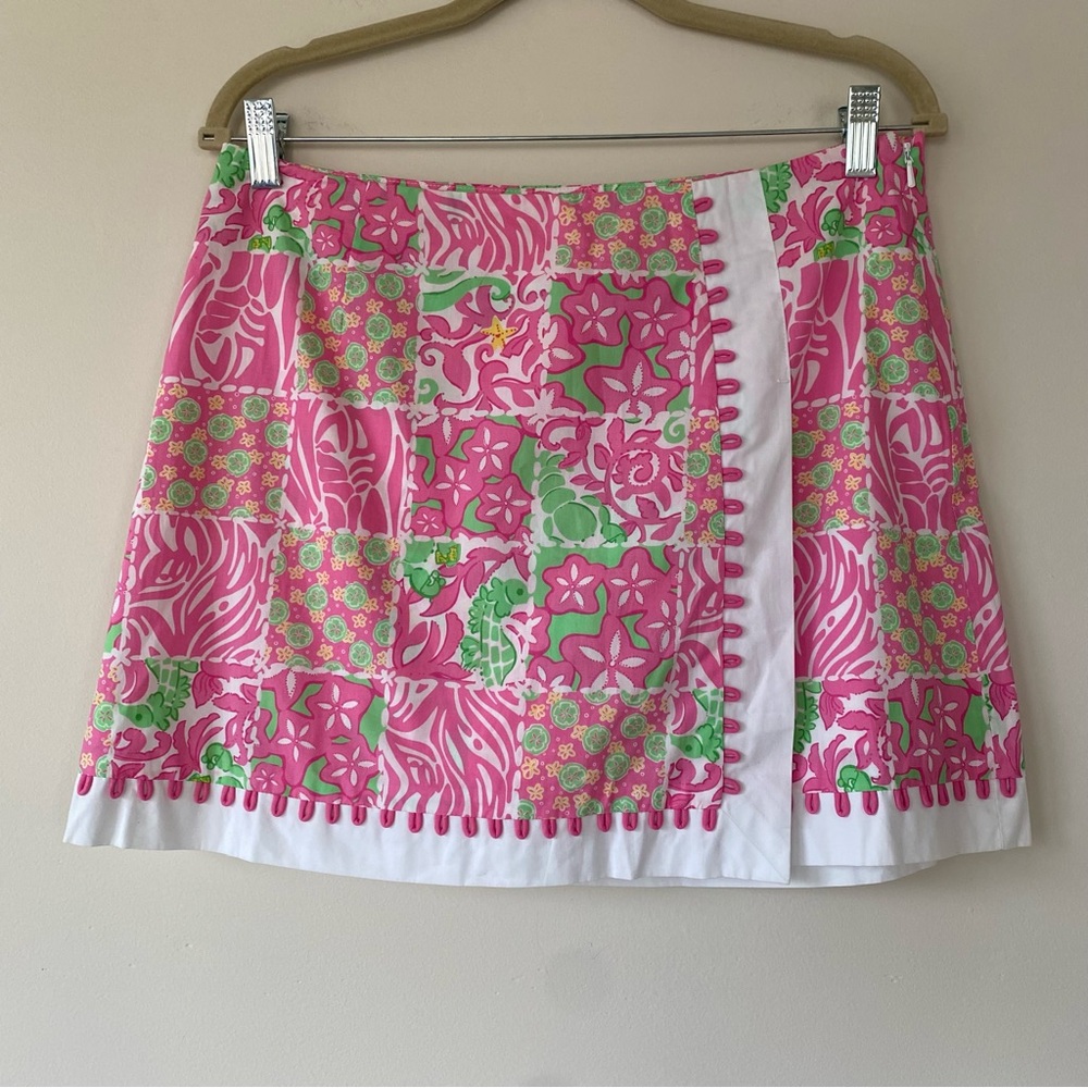 Lilly Pulitzer Patchwork Print Wrap Skort Preppy … - image 1